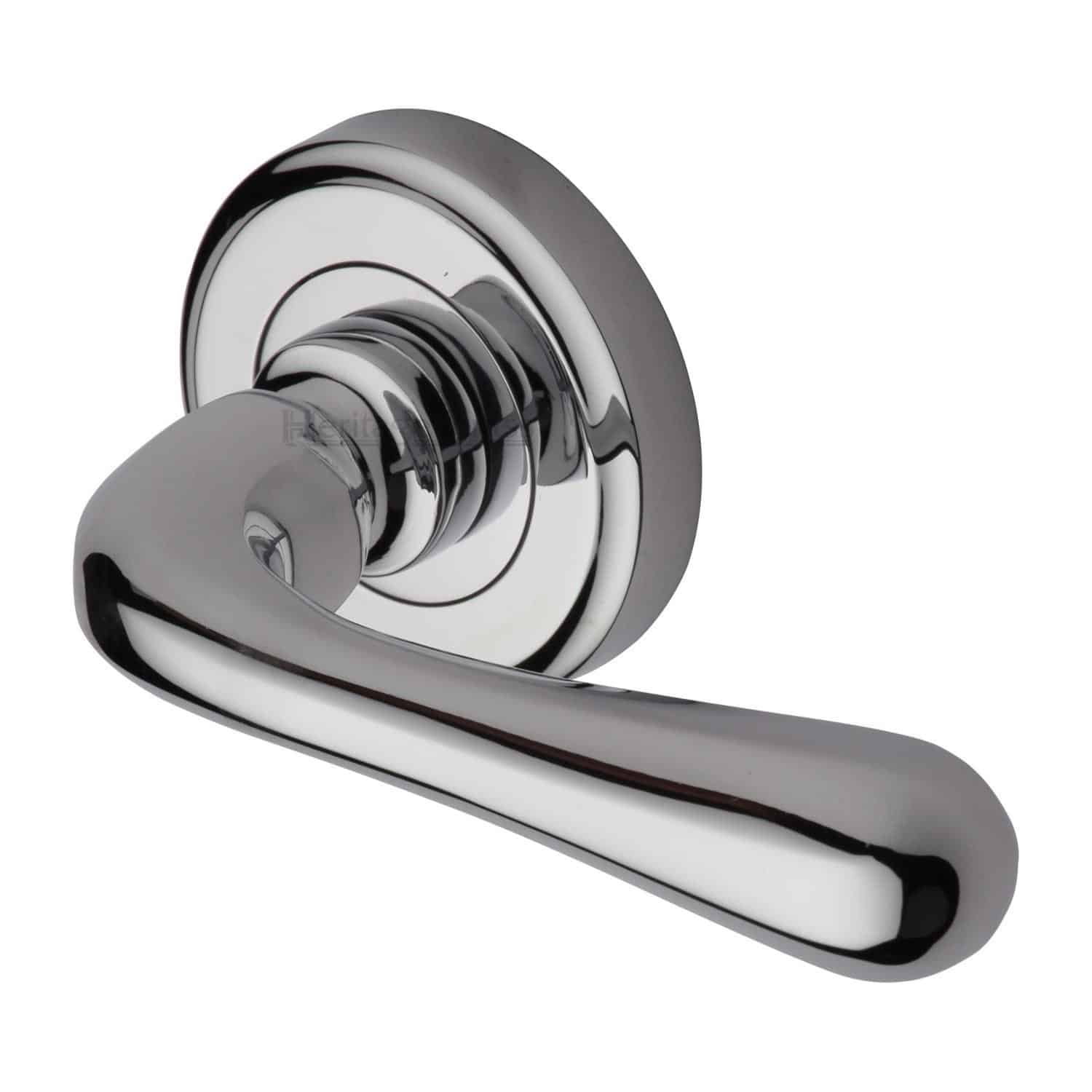 Heritage Brass Door Handle Lever Latch on Round Rose Charlbury Design