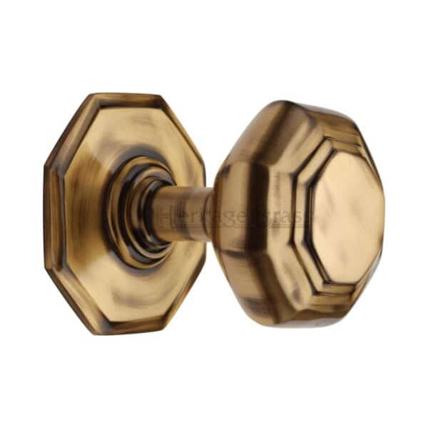 Heritage Brass Octagon Centre Door Knob 3" Antique Brass finish 1