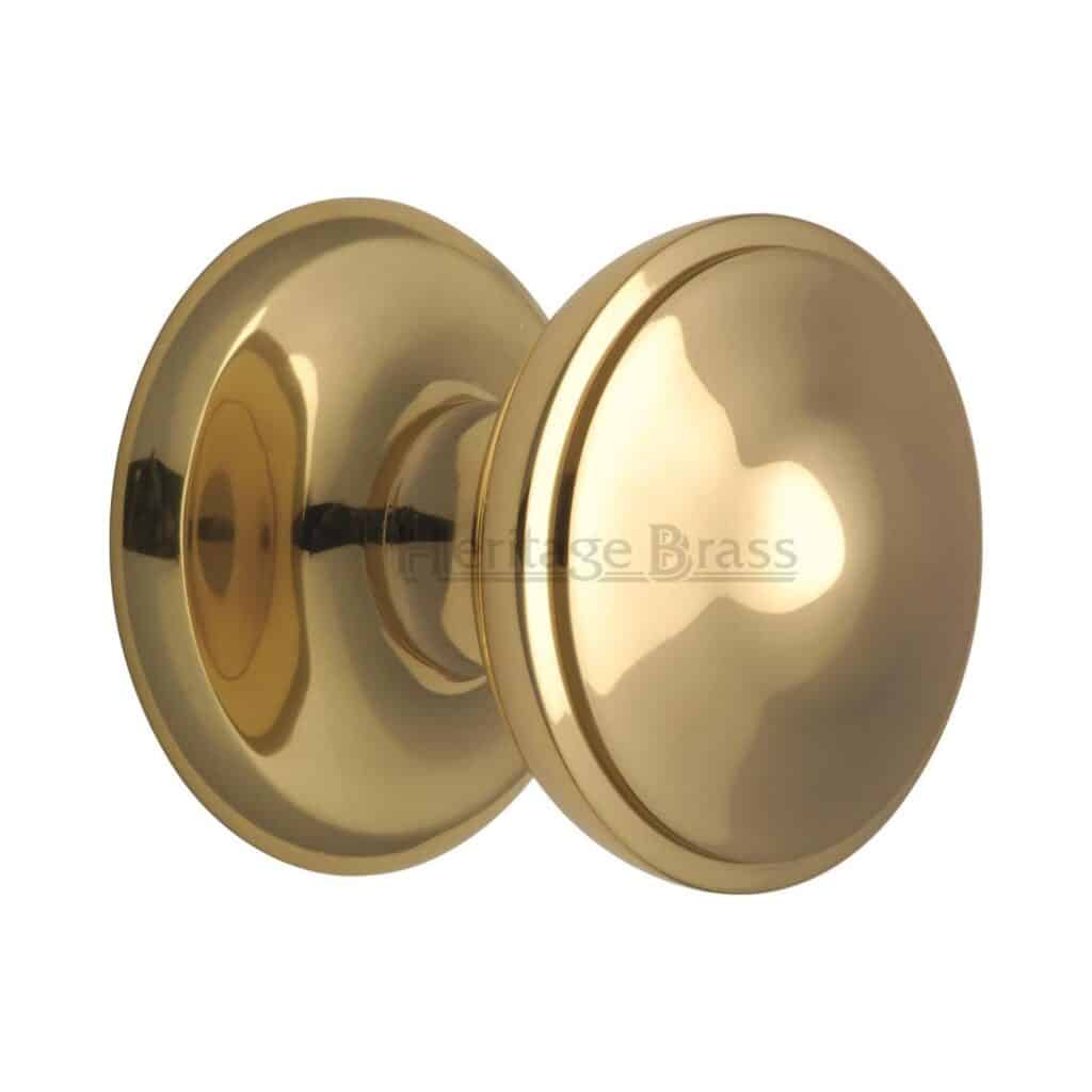 Heritage Brass Door Handle for Euro Profile Plate Edwardian Design Polished Brass Finish 1