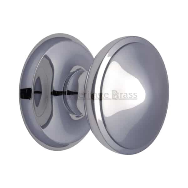 Heritage Brass Door Handle for Euro Profile Plate Edwardian Design Polished Chrome Finish 1