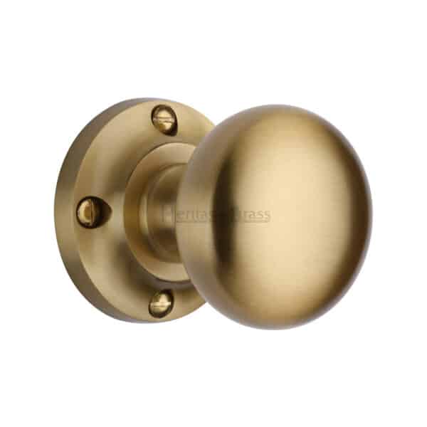 Heritage Brass Mortice Knob on Rose Whitehall Design Polished Brass finish 1