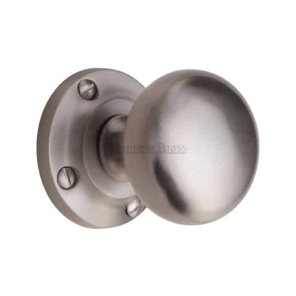 Heritage Brass Mortice Knob on Rose Whitehall Design Polished Nickel Finish 1