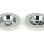Polished Chrome 75mm Plain Round Pull - Privacy Set