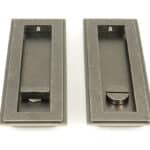 Pewter 175mm Art Deco Rectangular Pull - Privacy Set - Image 2