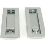 Satin Chrome 175mm Art Deco Rectangular Pull - Privacy Set - Image 2