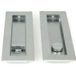 Satin Chrome 175mm Plain Rectangular Pull - Privacy Set - Image 2