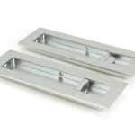 Satin Chrome 175mm Plain Rectangular Pull - Privacy Set