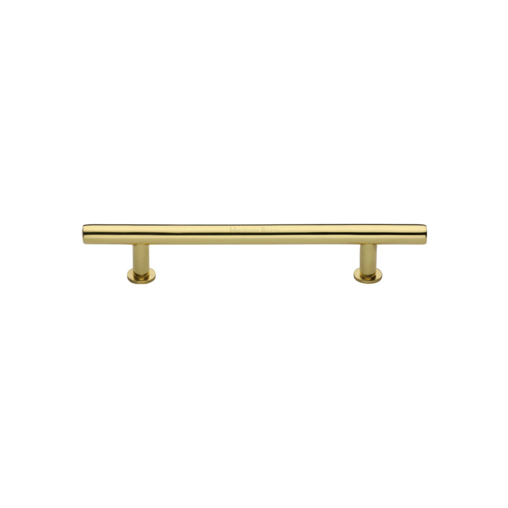 Heritage Brass Cabinet Pull T-Bar Design with 16mm Rose 128mm CTC Satin Brass Finish 1