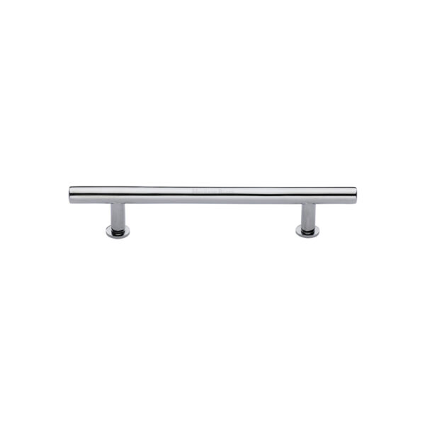 Heritage Brass Cabinet Pull T-Bar Design with 16mm Rose 128mm CTC Satin Chrome Finish 1