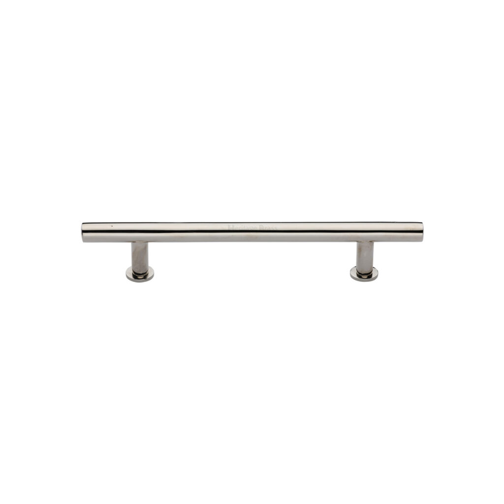 Heritage Brass Cabinet Pull T-Bar Design with 16mm Rose 128mm CTC Satin Nickel Finish 1