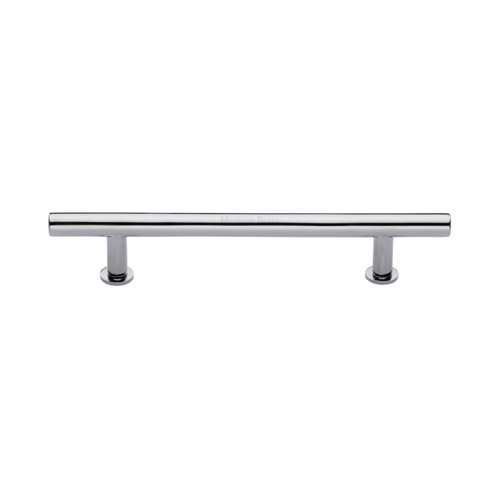 Heritage Brass Cabinet Pull T-Bar Design with 16mm Rose 203mm CTC Satin Chrome Finish 1