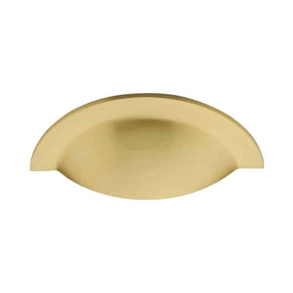 Round Reeded Flush Pull Polished Brass finish 1