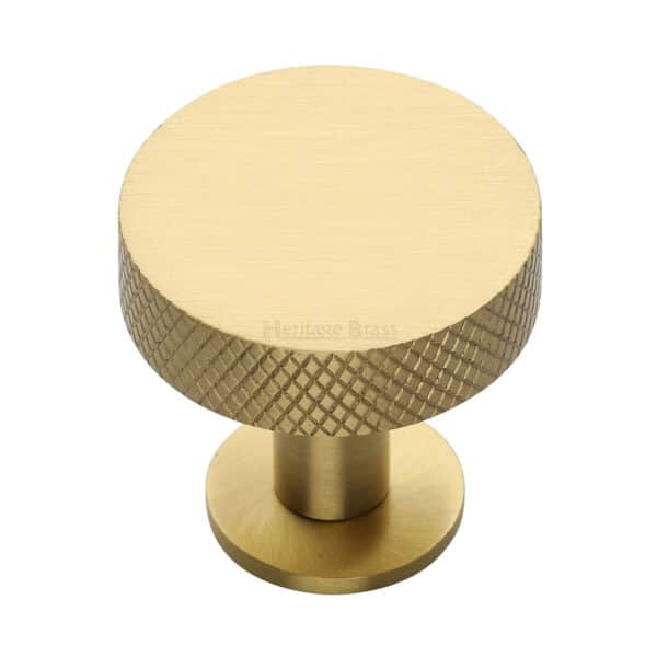 Heritage Brass Cabinet Knob Stepped Disc Design with Rose 38mm Satin Brass finish 1