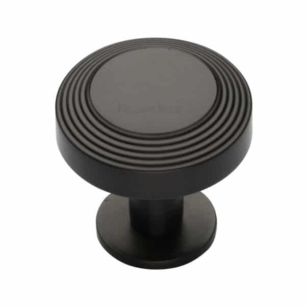 Heritage Brass Cabinet Knob Round Bead Design 32mm Matt Black finish 1