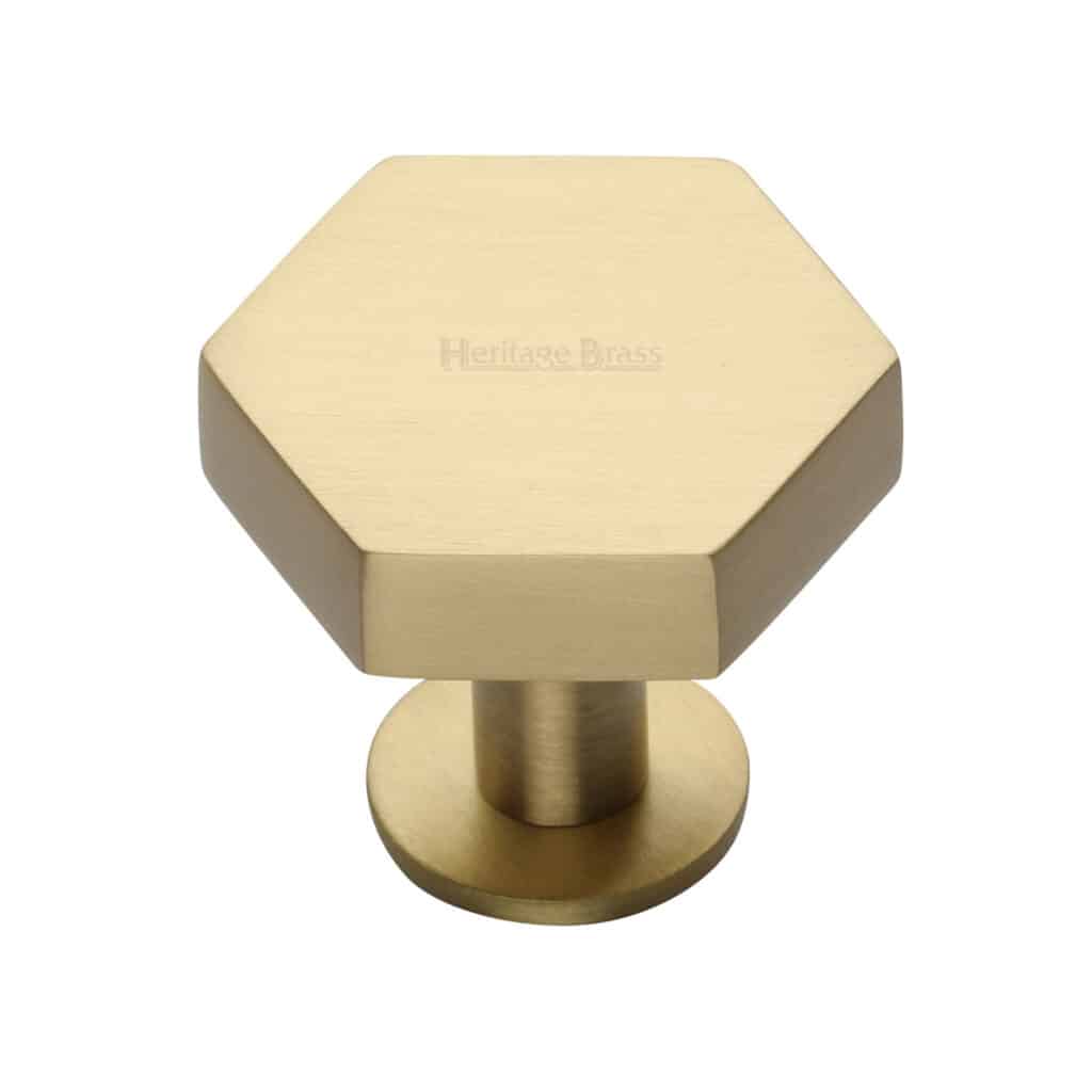 Heritage Brass Cabinet Knob Stepped T-Bar Design with Rose 45mm Polished Brass finish 1