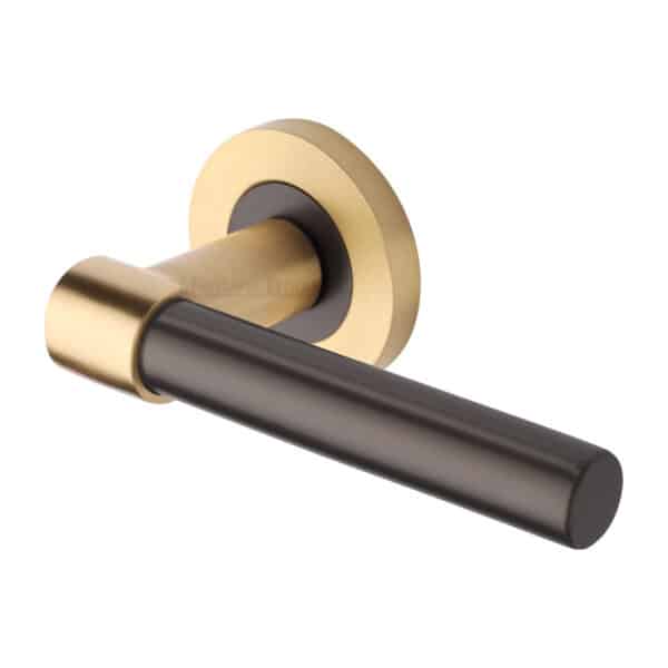 Sorrento Door Handle Lever Latch on Round Rose Deda Design Satin Nickel Finish 1