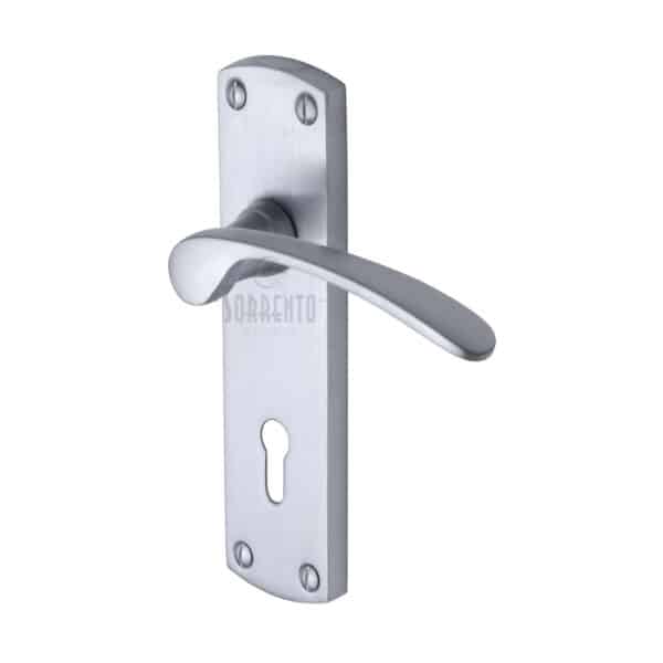 Heritage Brass Door Handle Lever Latch on Square Rose Delta Square Design Polished Chrome Finish 1