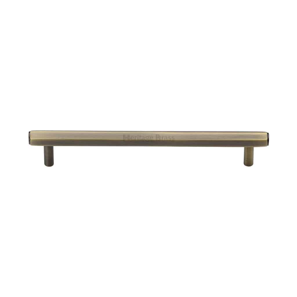 Heritage Brass Door Handle Lever Latch on Round Rose Metro Mid Century Design Satin Nickel Finish 1