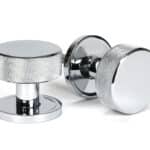 Polished Chrome Brompton Mortice/Rim Knob Set (Plain) 1
