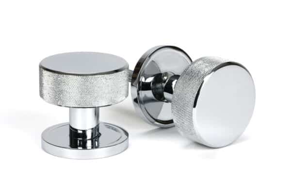 Polished Chrome Brompton Mortice/Rim Knob Set (Plain) 1