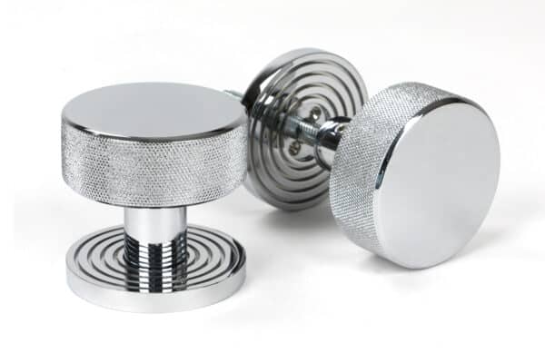 Polished Chrome Brompton Mortice/Rim Knob Set (Beehive) 1