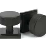 Aged Bronze Brompton Mortice/Rim Knob Set (Square) 1