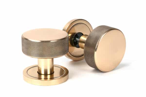 Polished Bronze Brompton Mortice/Rim Knob Set (Plain) 1