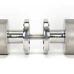 Polished Marine SS (316) Brompton Mortice/Rim Knob Set (Art Deco) 3