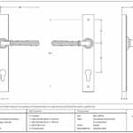 Pewter Hammered Newbury Slimline Espag. Lock Set 3