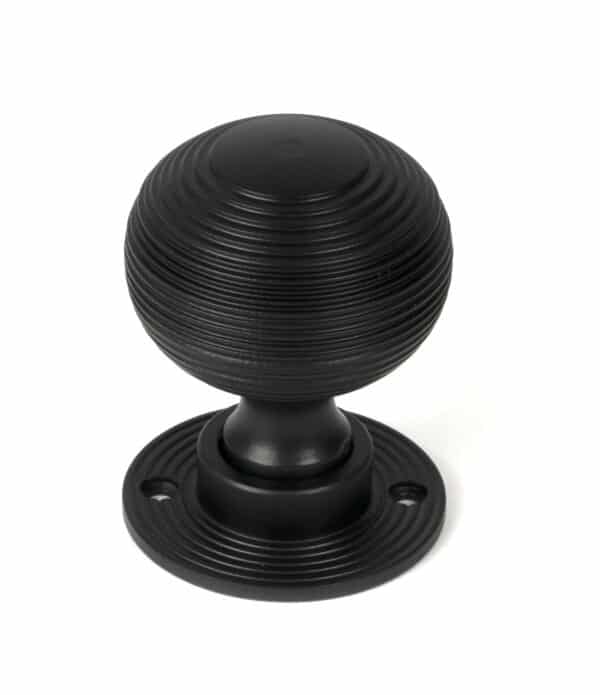 Matt Black Heavy Beehive Mortice/Rim Knob Set 2