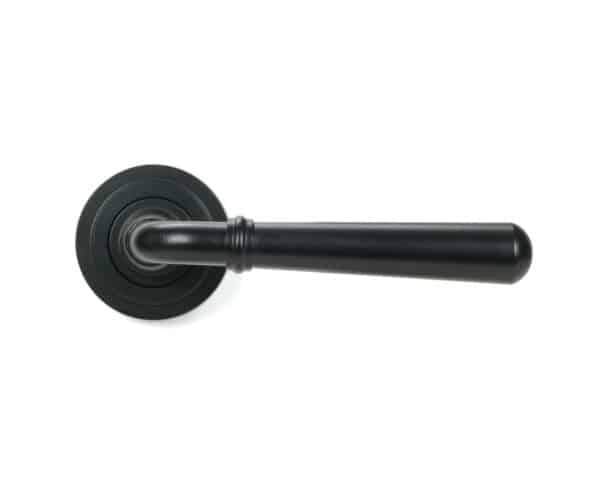 Matt Black Newbury Lever on Rose Set (Art Deco) 2