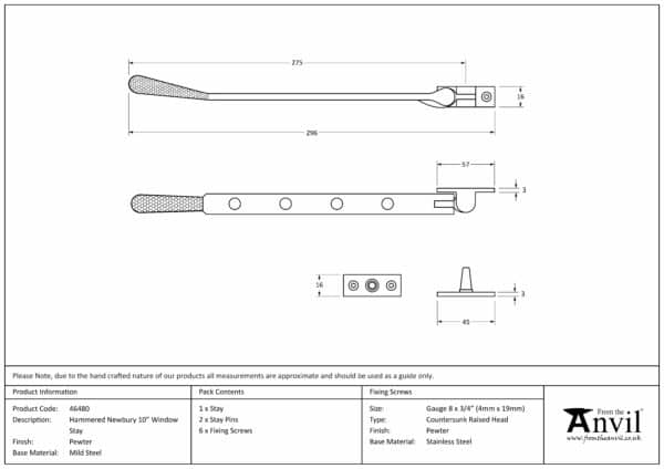 Pewter 10" Hammered Newbury Stay 3