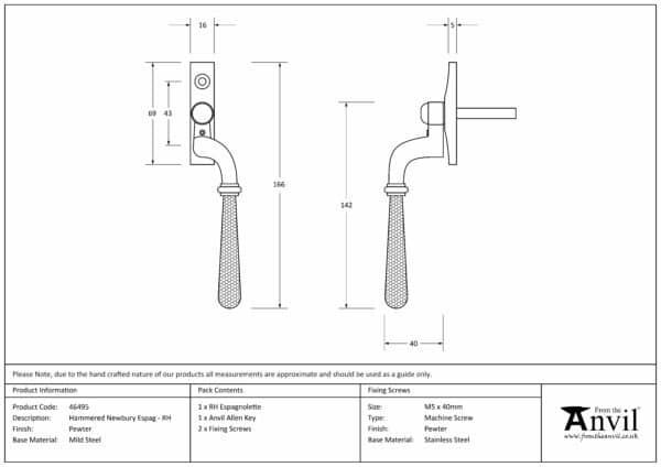 Pewter Hammered Newbury Espag - RH 3