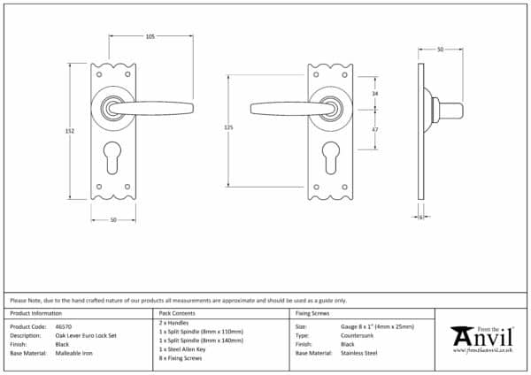 Black Oak Lever Euro Lock Set 3