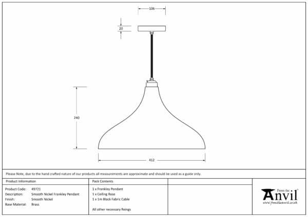 Smooth Nickel Frankley Pendant 3