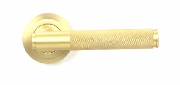 Satin Brass Brompton Lever on Rose Set (Art Deco) 2