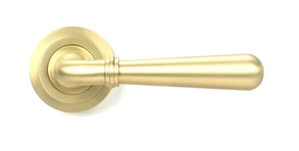 Satin Brass Newbury Lever on Rose Set (Art Deco) 2