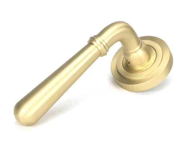 Satin Brass Newbury Lever on Rose Set (Art Deco) 1