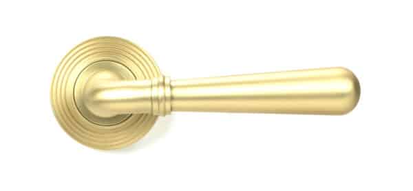 Satin Brass Newbury Lever on Rose Set (Beehive) 2