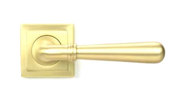 Satin Brass Newbury Lever on Rose Set (Square) 2