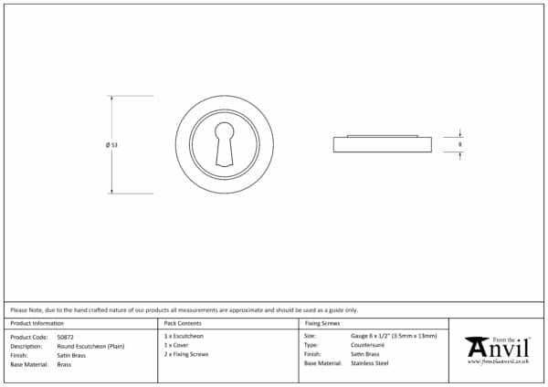 Satin Brass Round Escutcheon (Plain) 3