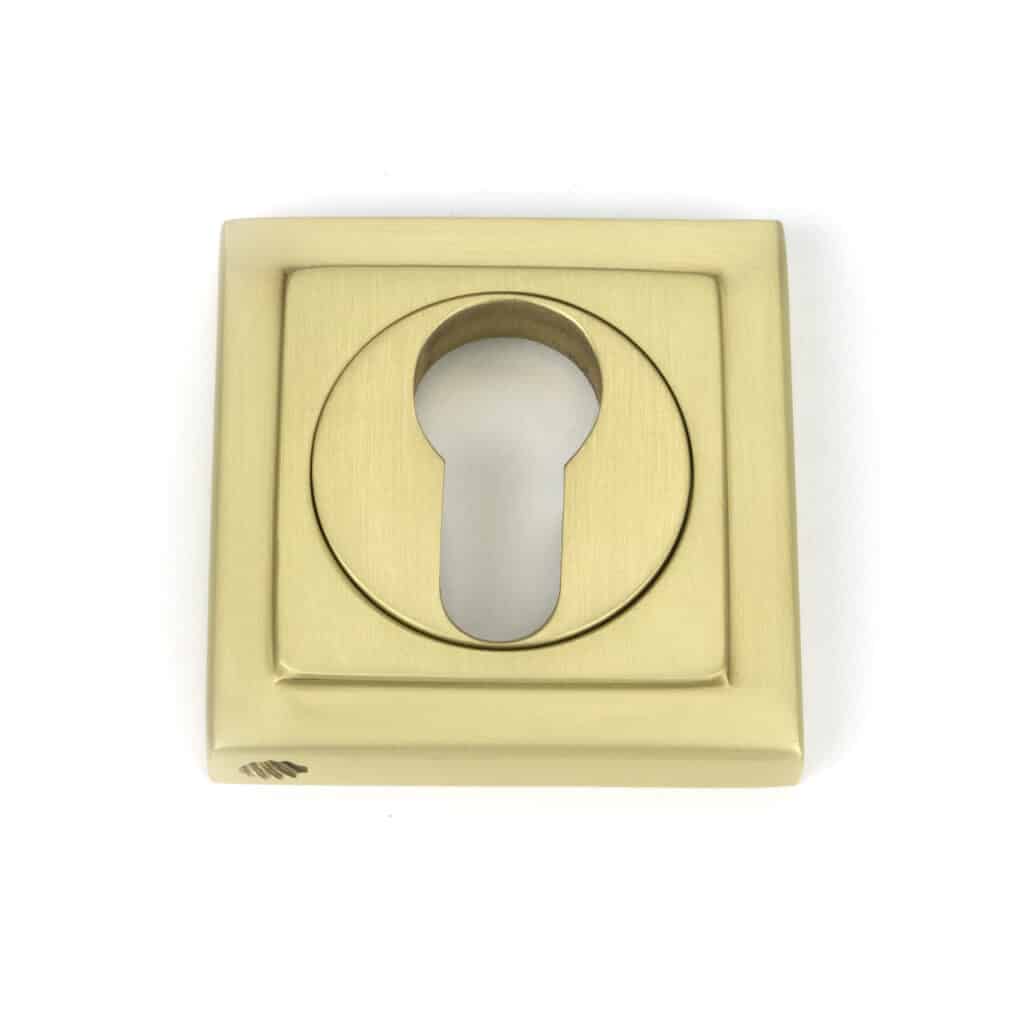 Satin Brass Round Euro Escutcheon (Square) 1