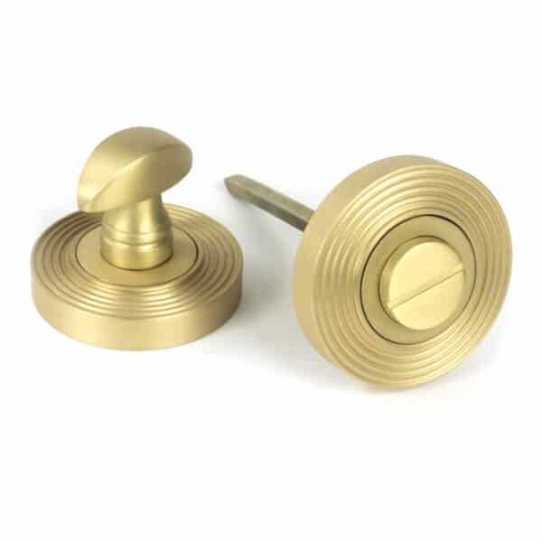 Satin Brass Round Thumbturn Set (Beehive) 1