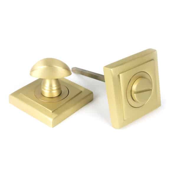 Satin Brass Round Thumbturn Set (Square) 1