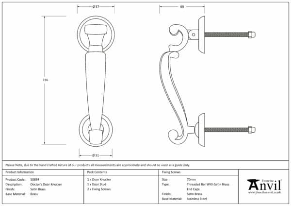 Satin Brass Doctors Door Knocker 3