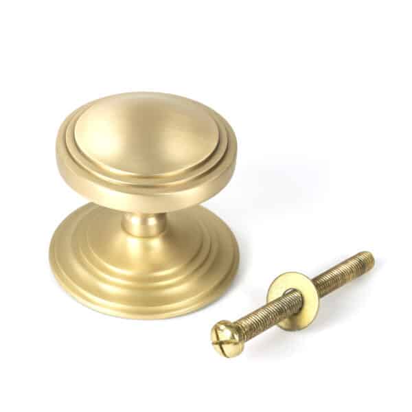 Satin Brass Art Deco Centre Door Knob 2