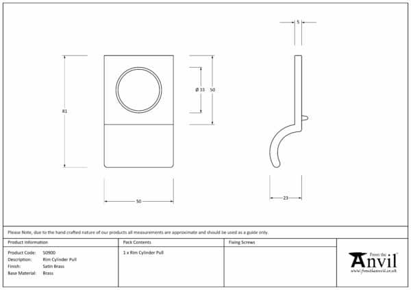 Satin Brass Rim Cylinder Pull 2