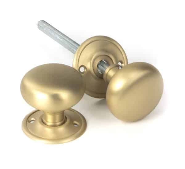 Satin Brass Mushroom Mortice/Rim Knob Set 1