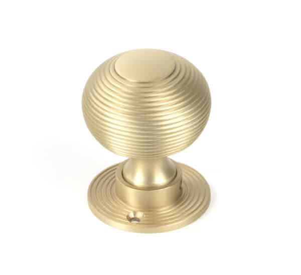 Satin Brass Heavy Beehive Mortice/Rim Knob Set 2