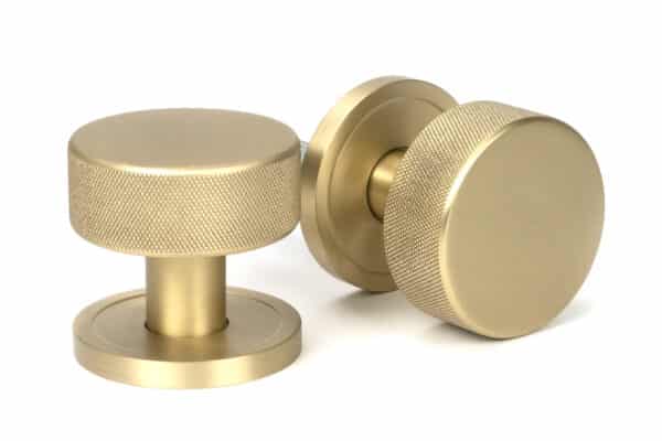 Satin Brass Brompton Mortice/Rim Knob Set (Plain) 1